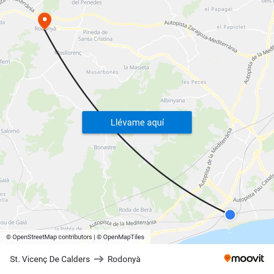 St. Vicenç De Calders to Rodonyà map