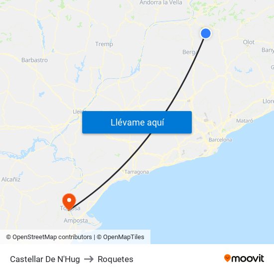 Castellar De N'Hug to Roquetes map