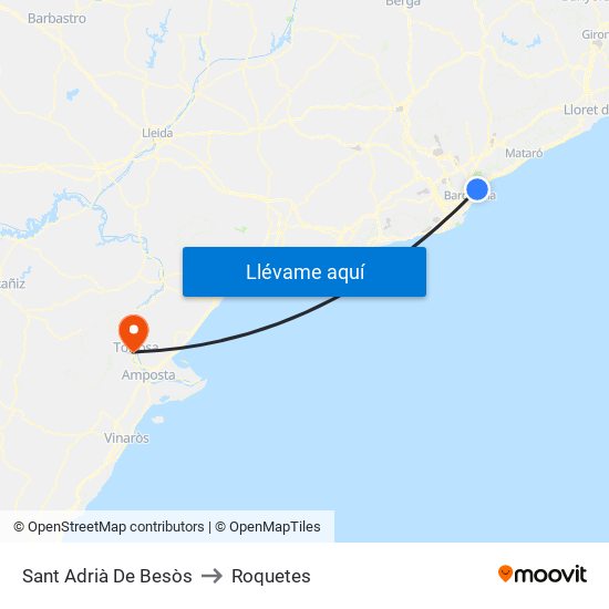 Sant Adrià De Besòs to Roquetes map