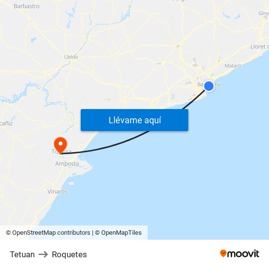 Tetuan to Roquetes map