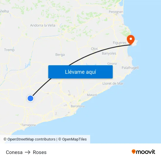 Conesa to Roses map