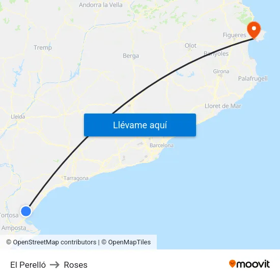 El Perelló to Roses map