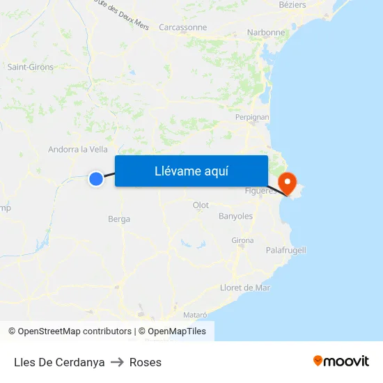 Lles De Cerdanya to Roses map