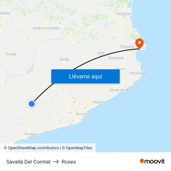 Savallà Del Comtat to Roses map