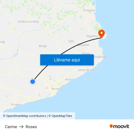 Carme to Roses map