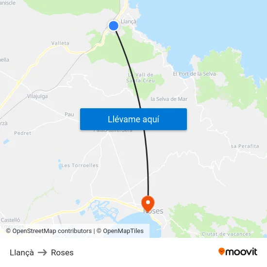 Llançà to Roses map