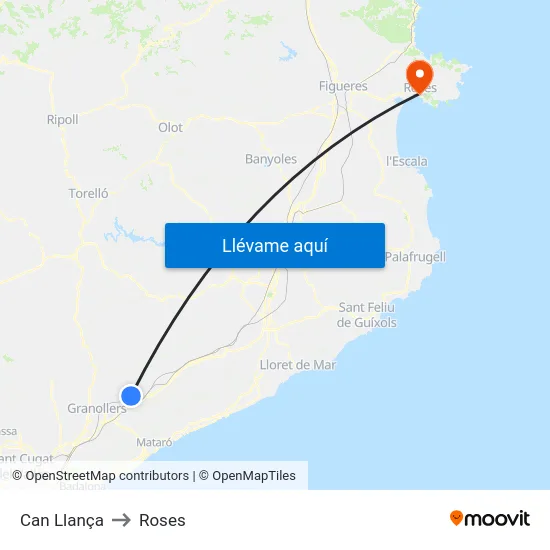 Can Llança to Roses map