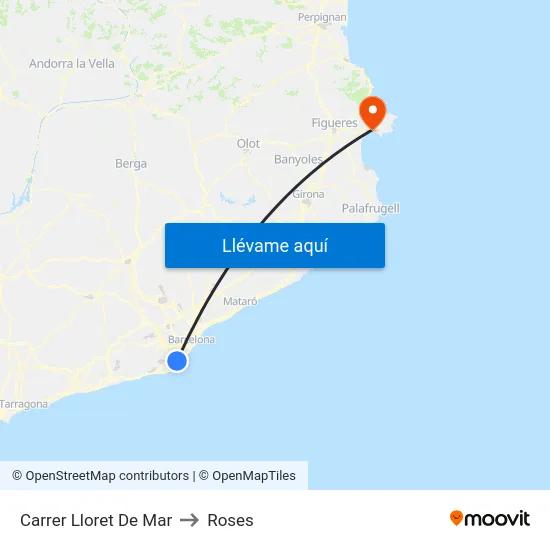 Carrer Lloret De Mar to Roses map