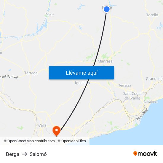 Berga to Salomó map