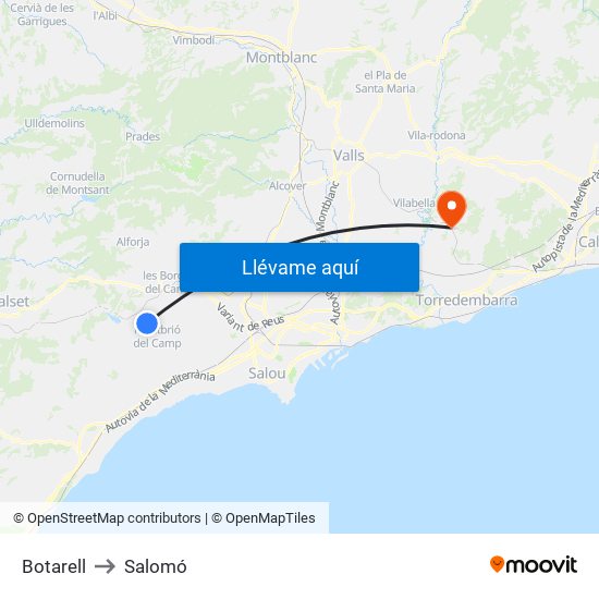 Botarell to Salomó map