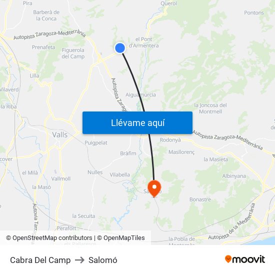 Cabra Del Camp to Salomó map