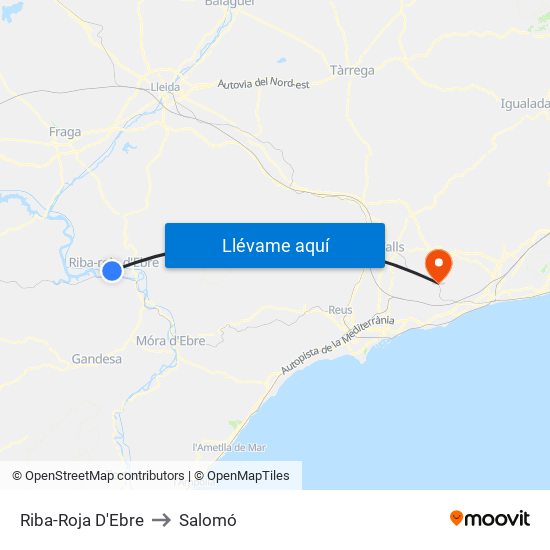 Riba-Roja D'Ebre to Salomó map