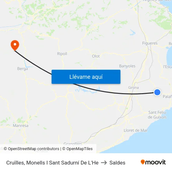 Cruïlles, Monells I Sant Sadurní De L'He to Saldes map