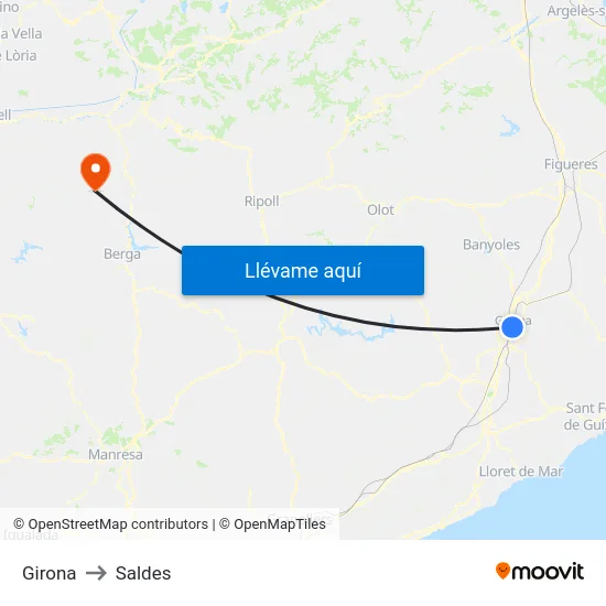 Girona to Saldes map