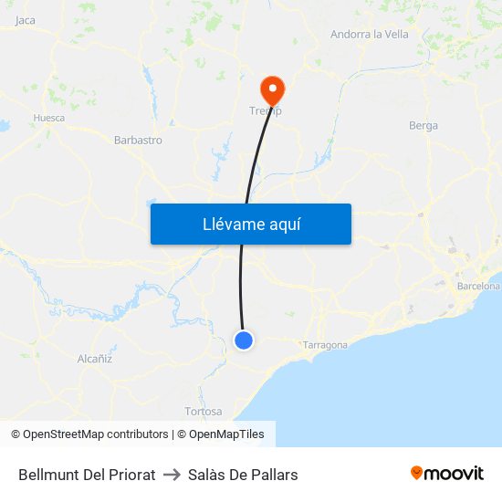 Bellmunt Del Priorat to Salàs De Pallars map