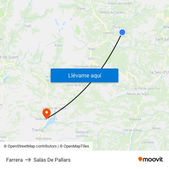 Farrera to Salàs De Pallars map