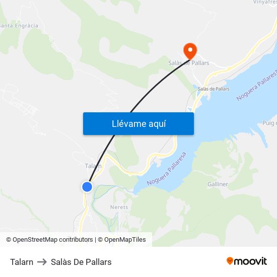 Talarn to Salàs De Pallars map