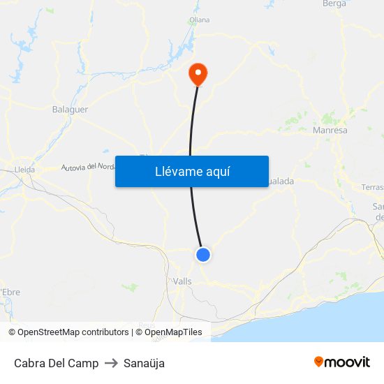 Cabra Del Camp to Sanaüja map