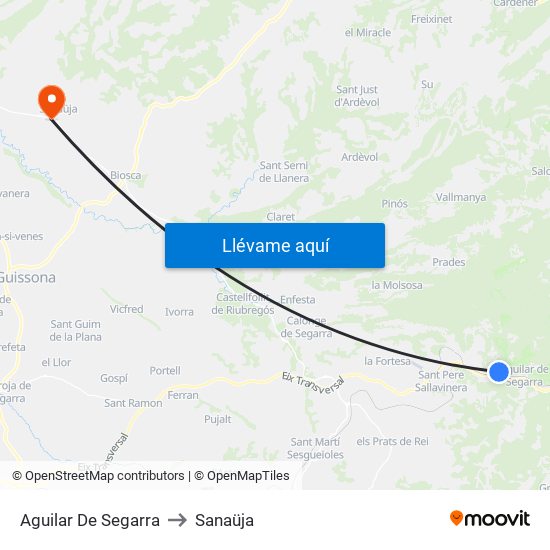 Aguilar De Segarra to Sanaüja map