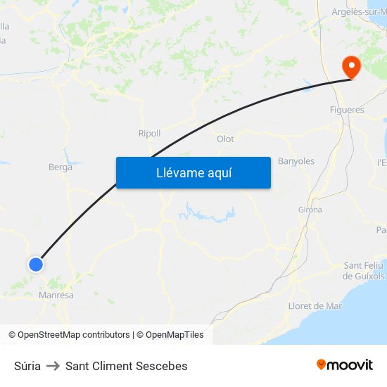 Súria to Sant Climent Sescebes map