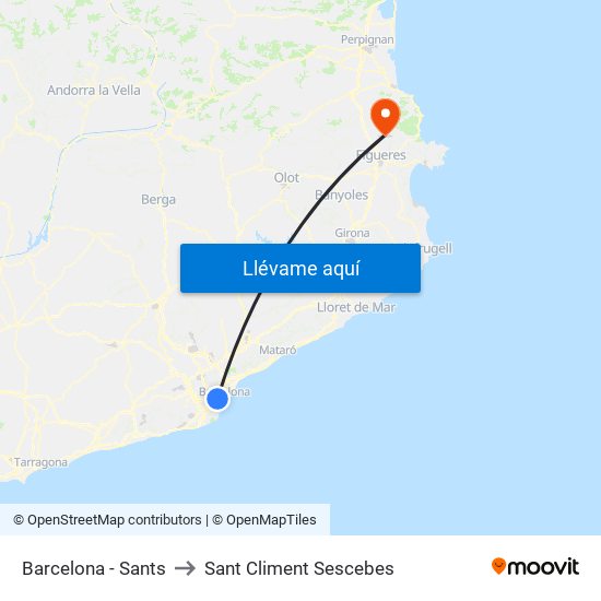 Barcelona - Sants to Sant Climent Sescebes map