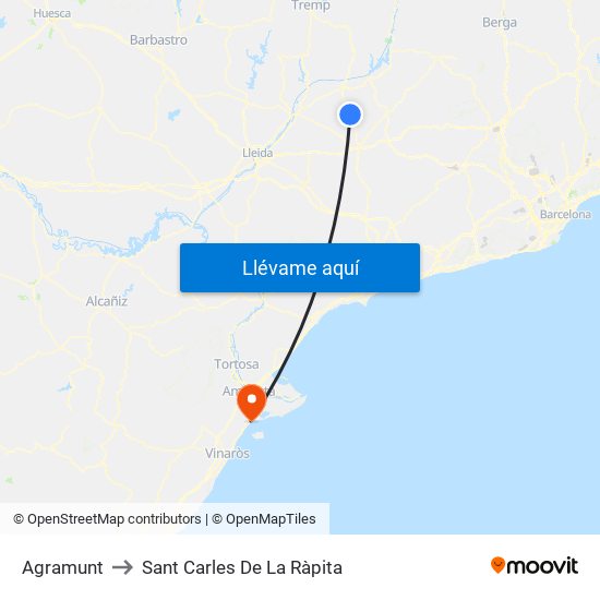 Agramunt to Sant Carles De La Ràpita map