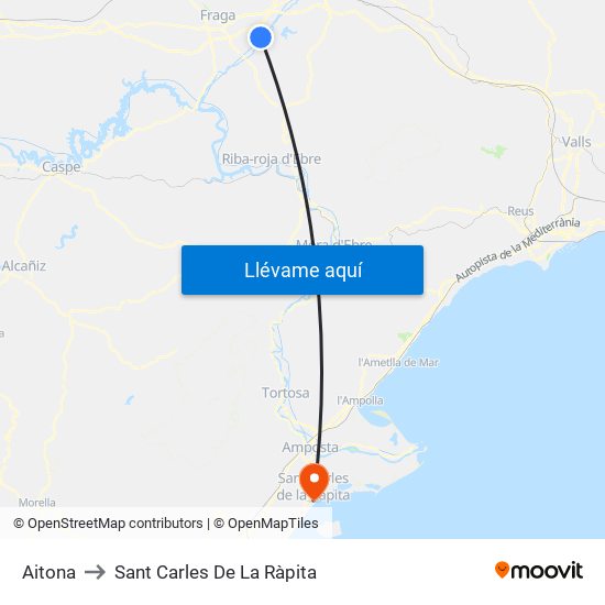 Aitona to Sant Carles De La Ràpita map
