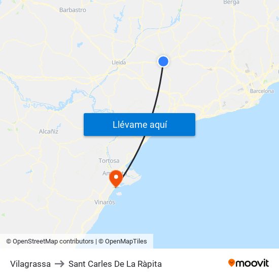 Vilagrassa to Sant Carles De La Ràpita map