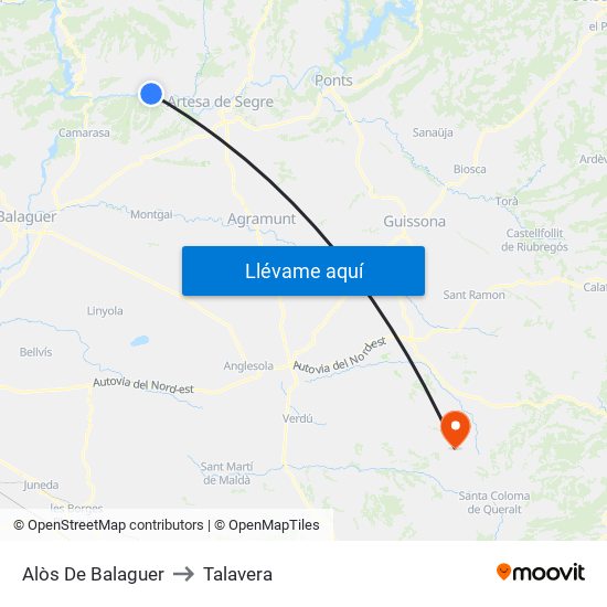 Alòs De Balaguer to Talavera map
