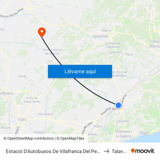 Estació D'Autobusos De Vilafranca Del Penedès to Talavera map