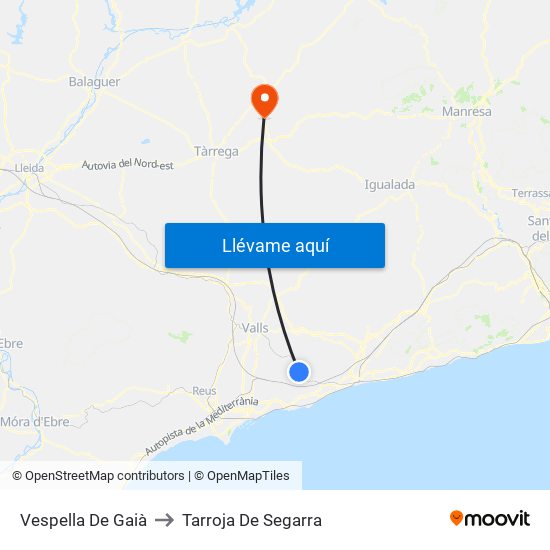 Vespella De Gaià to Tarroja De Segarra map