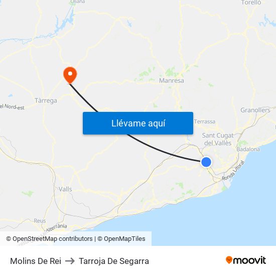 Molins De Rei to Tarroja De Segarra map