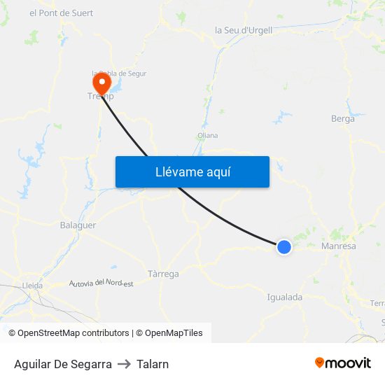 Aguilar De Segarra to Talarn map