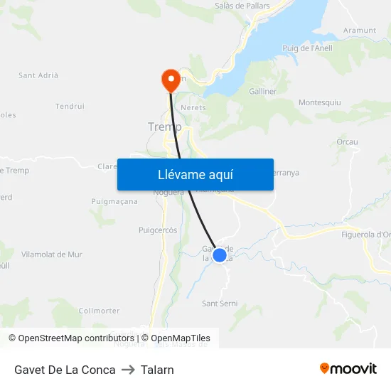 Gavet De La Conca to Talarn map