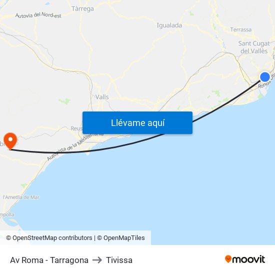 Av Roma - Tarragona to Tivissa map