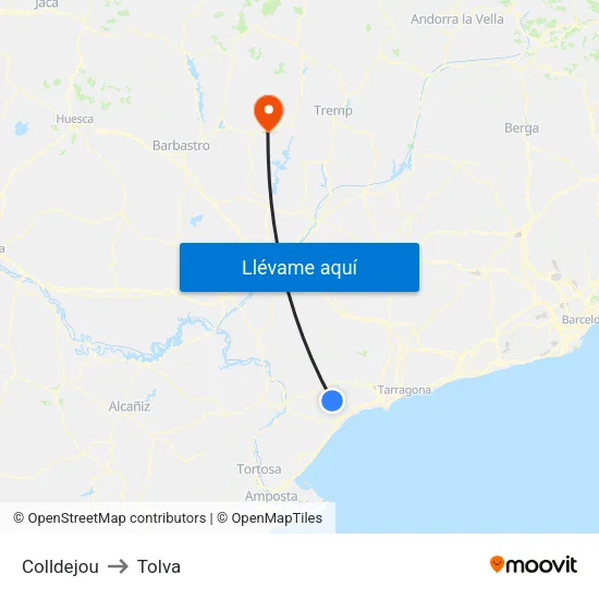 Colldejou to Tolva map