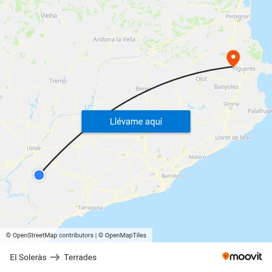 El Soleràs to Terrades map