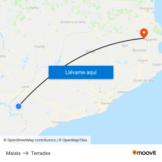 Maials to Terrades map