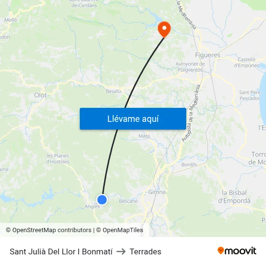 Sant Julià Del Llor I Bonmatí to Terrades map