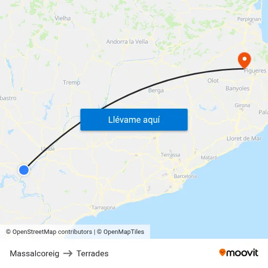 Massalcoreig to Terrades map