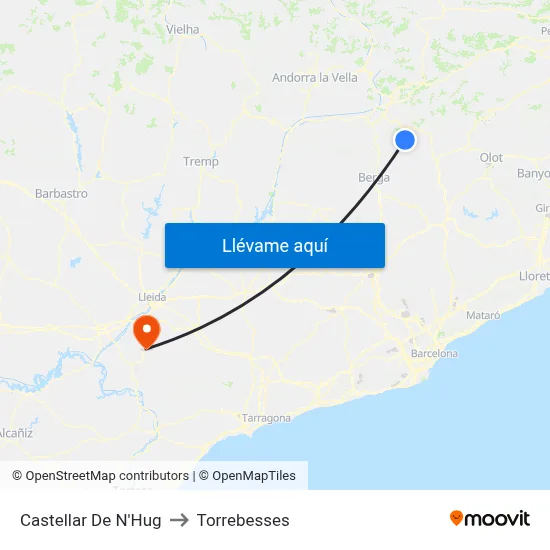 Castellar De N'Hug to Torrebesses map