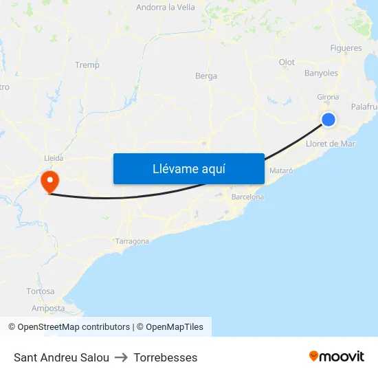 Sant Andreu Salou to Torrebesses map
