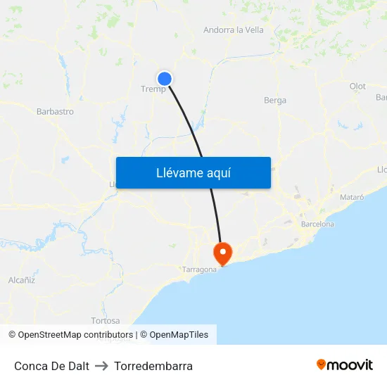 Conca De Dalt to Torredembarra map