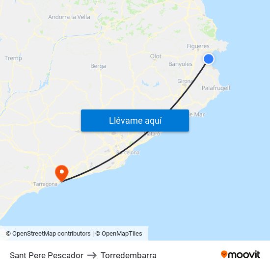 Sant Pere Pescador to Torredembarra map