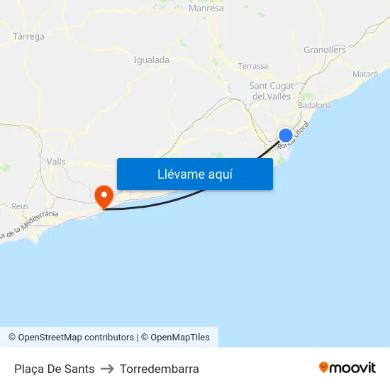 Plaça De Sants to Torredembarra map