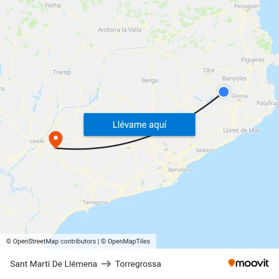 Sant Martí De Llémena to Torregrossa map