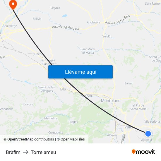 Bràfim to Torrelameu map