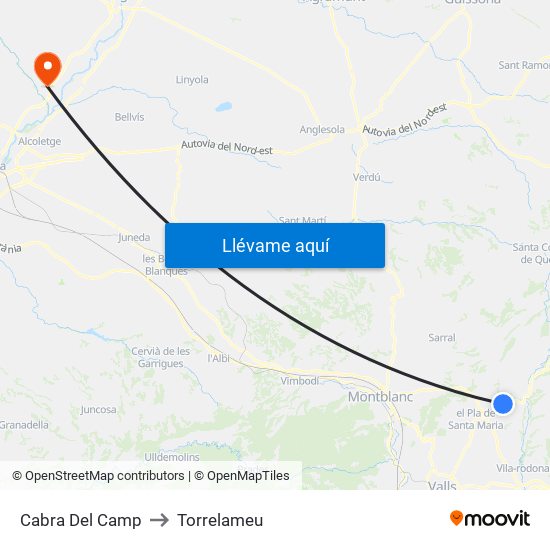 Cabra Del Camp to Torrelameu map