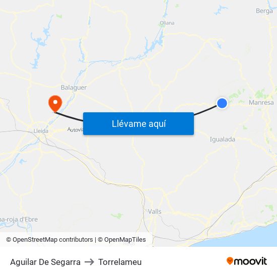 Aguilar De Segarra to Torrelameu map