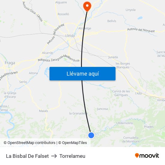 La Bisbal De Falset to Torrelameu map